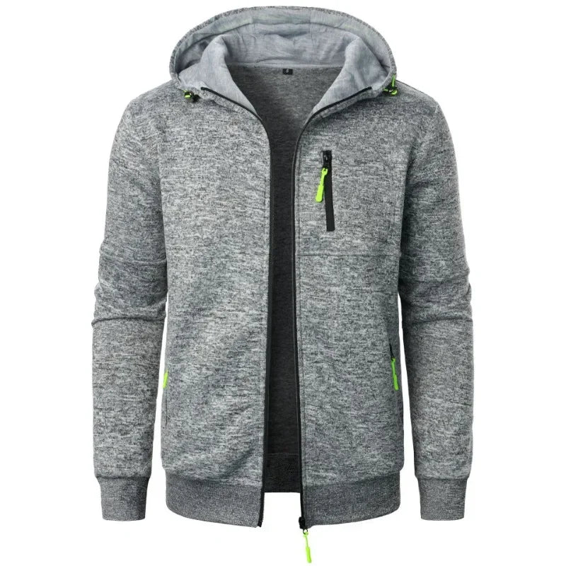 New Streetwear Men's Long Sleeve Sweatshirts for Men Zipper Hooded Oversize Winter Warm Jacket Coat Outdoor Tracksuit Men