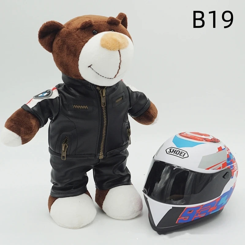 Kawaii helmet and teddy bear motorcycle decorations cute anime filled soft plush toys as gifts for friends during holidays