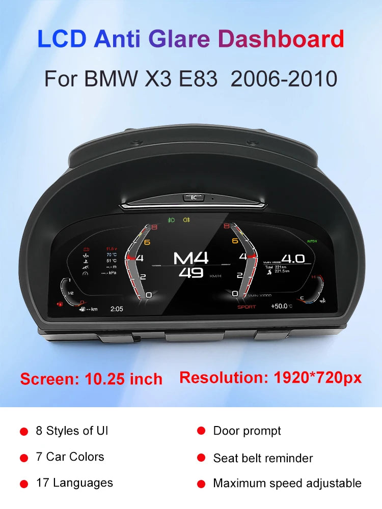 STWEI 2026 New Product Facroy Price Digital LCD Car Dashboard For BMW X3 E83 2004 to 2008 Instrument Cluster Panel Cockpit