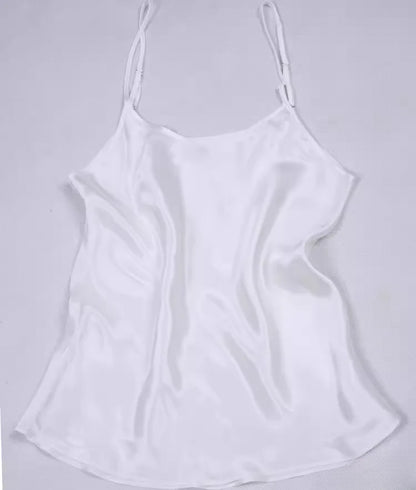 Women's 100% Mulberry Silk 16 momme Spaghetti Strap Camisole Tank Top Vest Sleepwear M-4XL YM002