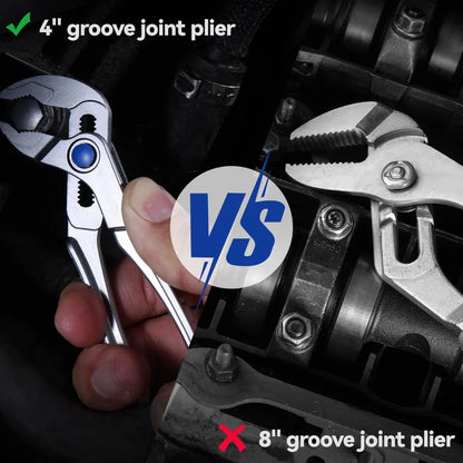 Groove Joint Pliers Mini Water Pump Pliers Fast Adjustable Tongue and Groove Pliers with Push-Lock V-Jaw for Multi-Surface Grip