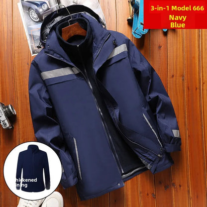 Thickened Fleece Lined Cotton Jacket for Men Work Site Reflective Winter Labor Protection Outerwear Cold Resistant Coat Print...