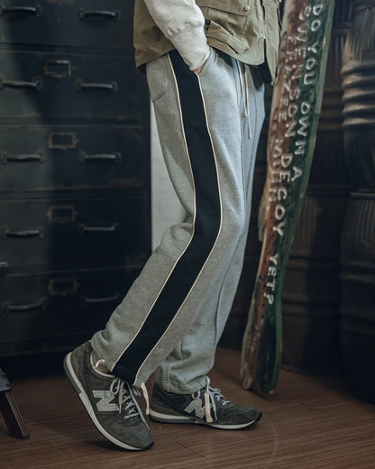 Non Stock 80s Old School Style Two-Tone Sweatpants Mens Cotton Jogging Trousers