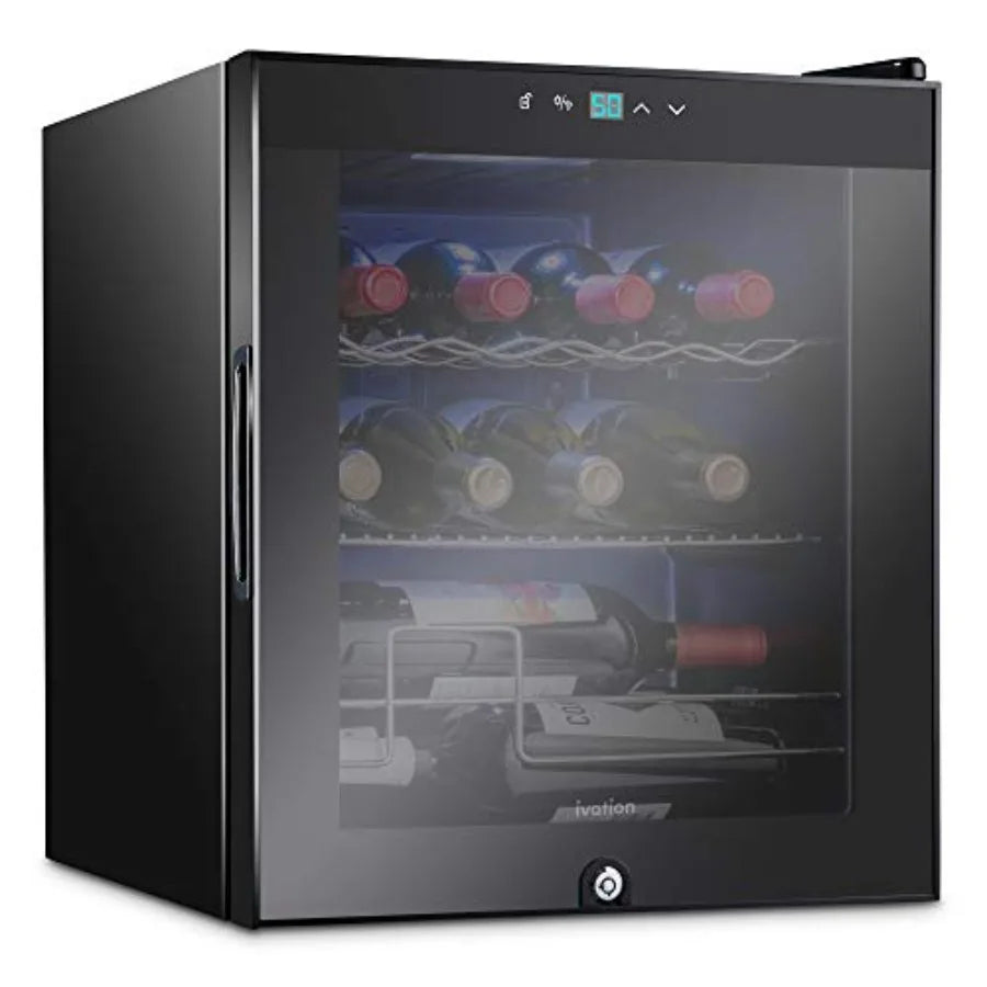 12 Bottle Compressor Wine Cooler Refrigerator w/Lock Freestanding Wine Cellar for Red, White, Champagne, Sparkling Stainless St