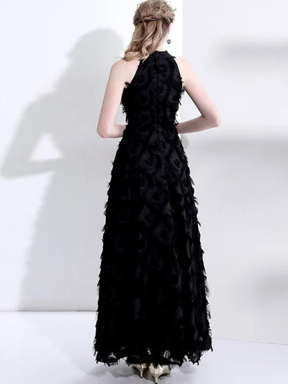 Elegant White Feather Evening Dress Hanging Neckline Engagement Birthday Adult Ceremony Ultra Fairy High End Long Skirt