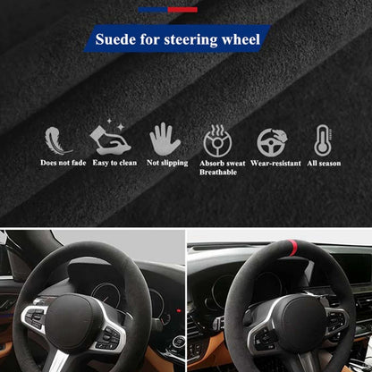 Car Steering Wheel Braid For Seat Leon 5F Mk3 2013-2020 Ibiza 6J Tarraco Arona Ateca Alhambra Suede Car Steering Wheel Cover