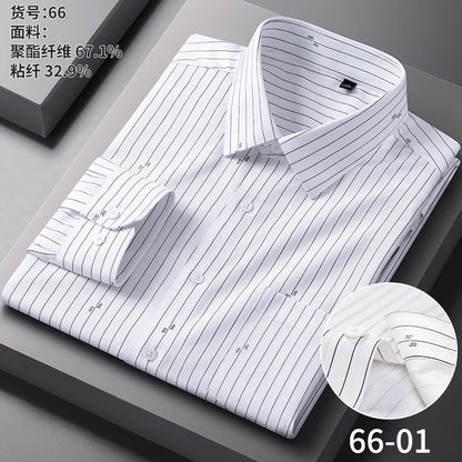 High Quality Men's Long Sleeve Business Casual Plaid Workwear Shirts Anti-Wrinkle Fashion Stripe Office Regular Slim Fit Blouses