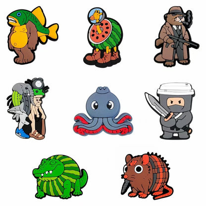 21-100pcs Italian Brainrot Funny Shoes Charms Bubble Slides Clog Sandals Shoe Accessories Decoration Buckle for Kids Party Gifts