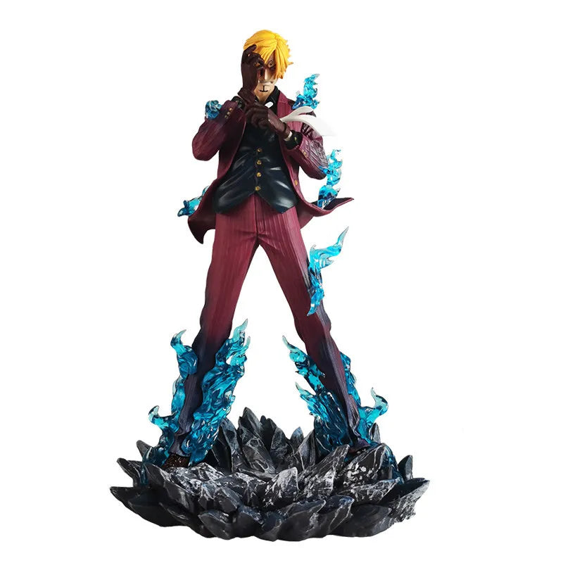 One Piece Sanji Anime Figure Gk Statue Hand Made Cartoon Surrounding Desktop Office Ornament Birthday Gift 25cm Anime Model