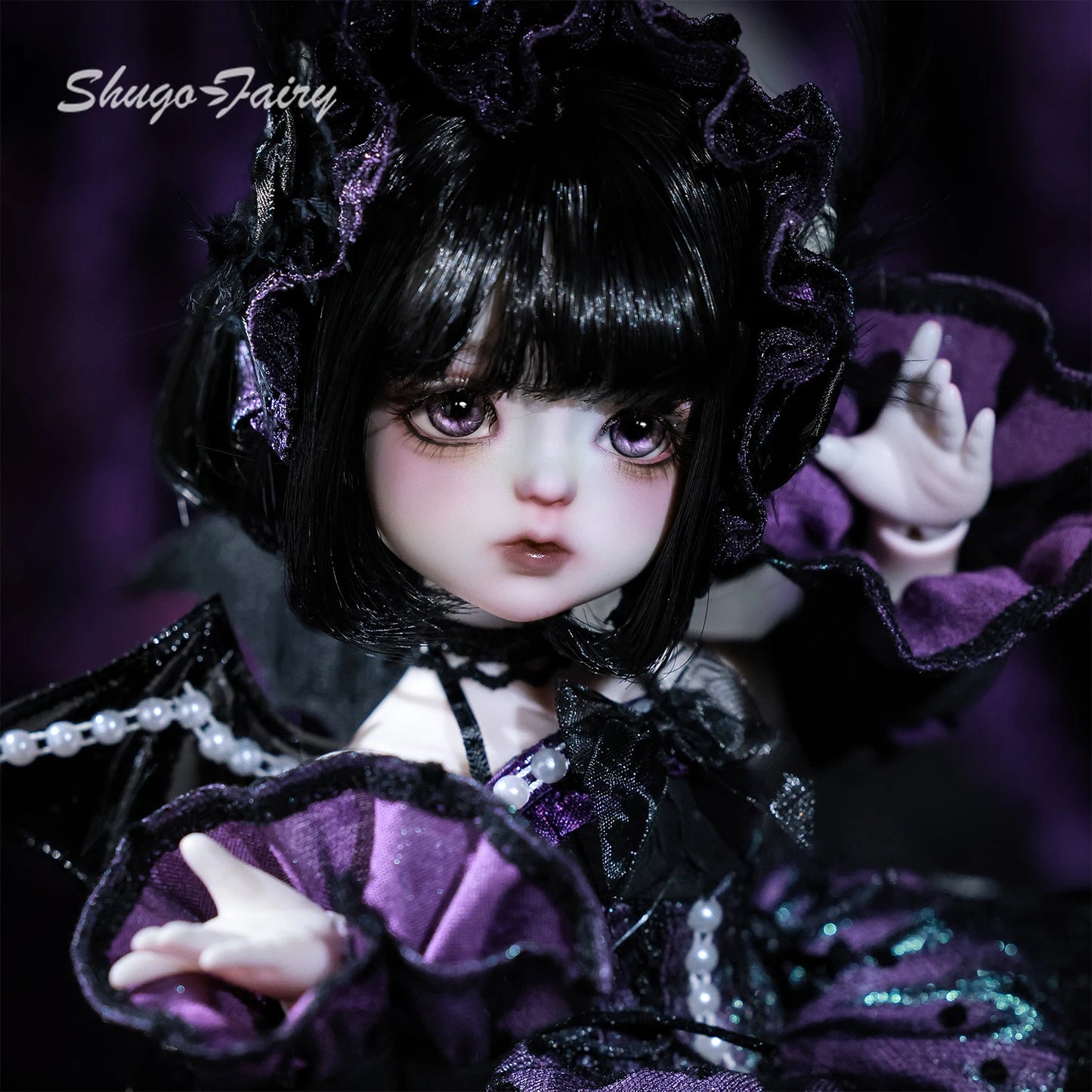 ShugaFairy 1/6 BJD Doll Edith Full Set Black & Purple Little Demon with Skull Joints and Dress High Quality Anime Resin Figure