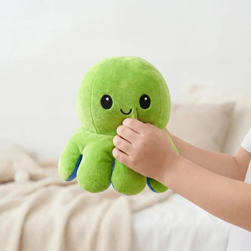 Double-Sided Octopus Plush Toy Purple and Blue Double-Sided Flip Plush Toy with Embroidered Details A Cute Collectible Plush Toy
