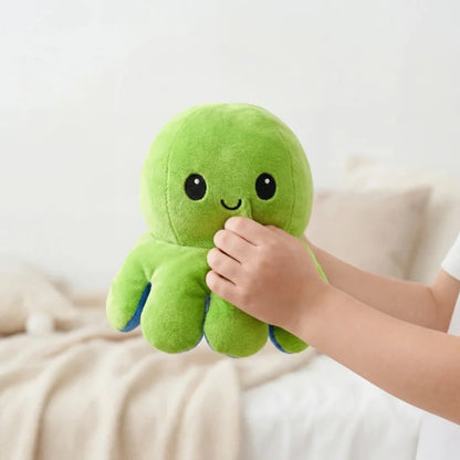 Double-Sided Octopus Plush Toy Purple and Blue Double-Sided Flip Plush Toy with Embroidered Details A Cute Collectible Plush Toy