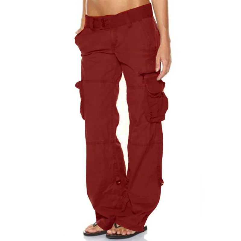High Waist Straight Leg Cargo Pants Women Baggy Trousers Casual Comfortable Ladies Fashion Autumn Collection Natural Waist