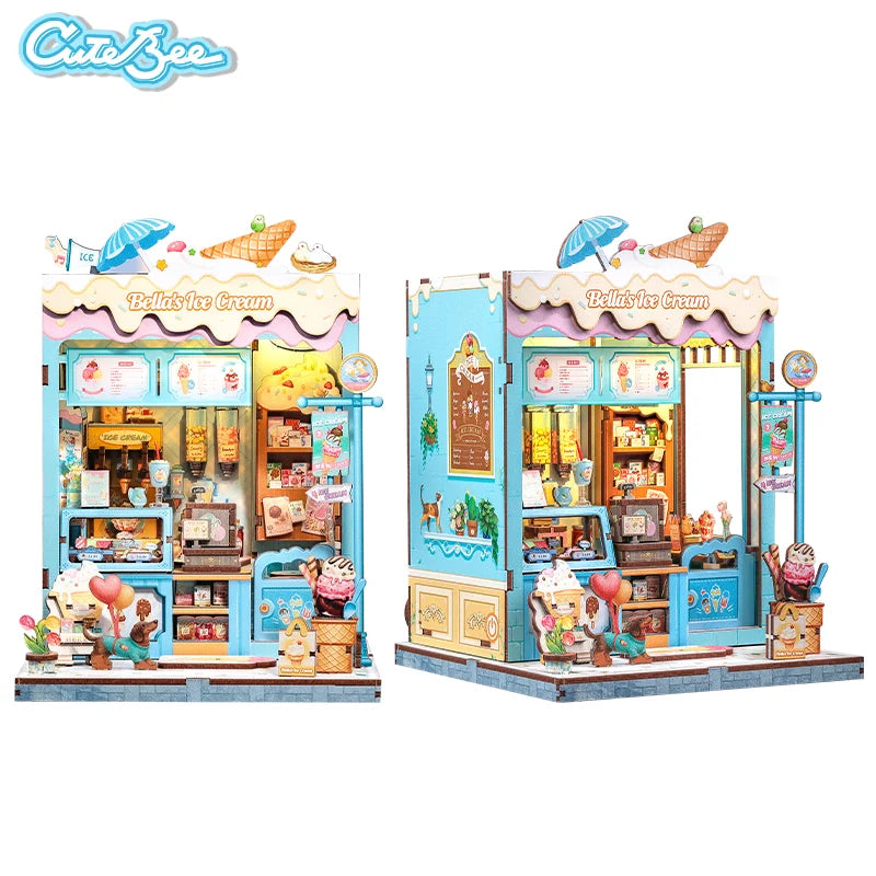 CUTEBEE Book Nook Kit 3D Wooden Puzzle DIY Bookend Insert Model Building Kit Laser Cut Precision Pieces for Home Decor Office
