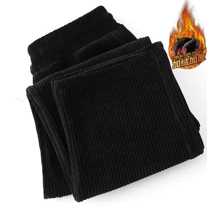 Men's Corduroy Fleece Lined Straight Leg Pants plus Size Spring Autumn Winter Loose Fit Casual Sporty Long Trousers