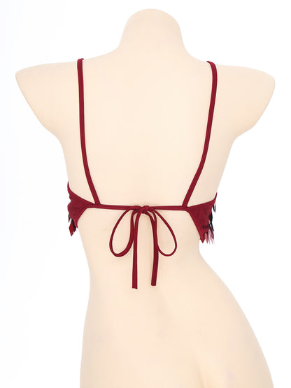 Shiny Sequin Tassel Bra Top Sexy Mini Lace-up Tank Top Camisole for Women Dancing Nightclub Crop Top Vests Bralettle Clubwear