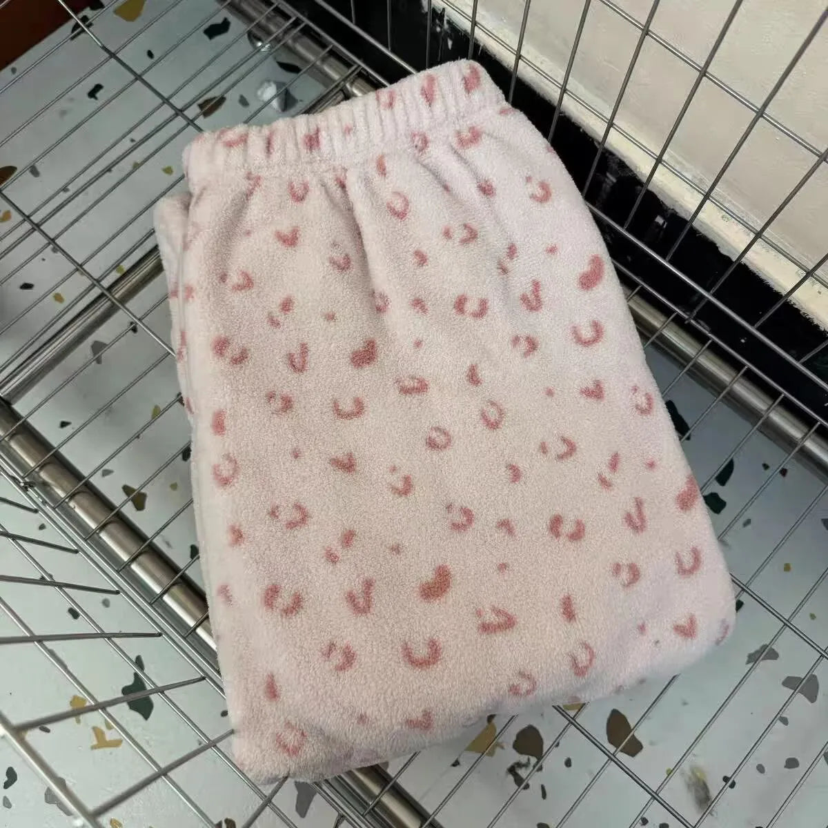Thickened Fluffy Home Pants Floral Print Loose Fit Warm Winter Leisure Sleepwear for Men And Women Youth Size Comfortable