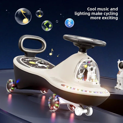 Children Wobble Car Anti Tip Swing Ride TwinSeat Unisex Silent Flashing Wheels Ages 1 9 Children's Wiggle Car
