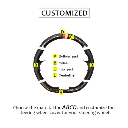 Customize Black Forged Leather Car Steering Wheel Cover Suede Wraps For Seat Leon R Leon ST Cupra Leon ST Cupra Ateca Ateca FR