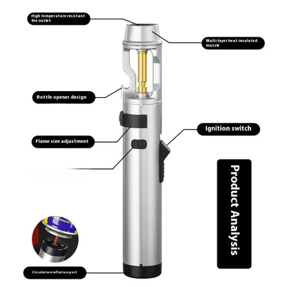 Powerful Metal Gas Lighter Windproof Kitchen Cooking Torch Flame Jet Barbecue Smoking Accessories Cigar Lighters Men's Gift