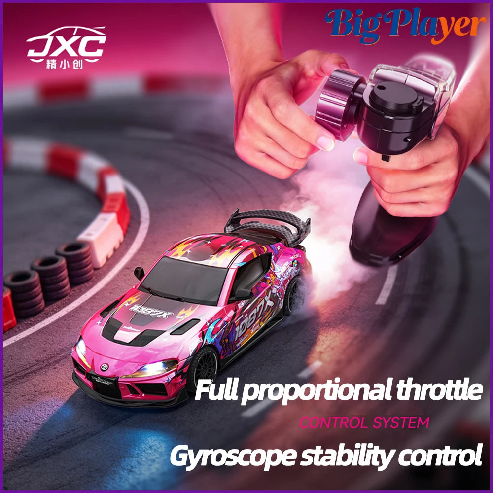 JXC 1:43 Mini 4WD RC Drift Car Supra SP4301 2.4GHz Remote Control with Gyroscope Adjustable Speed Cool LED Light Toy Gift