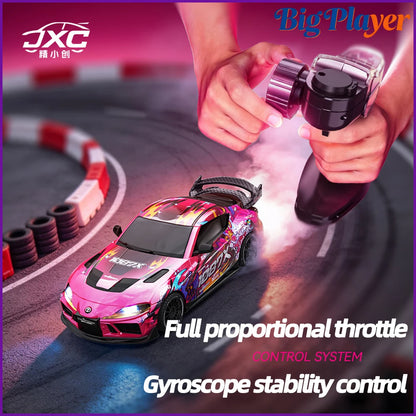 JXC 1:43 Mini 4WD RC Drift Car Supra SP4301 2.4GHz Remote Control with Gyroscope Adjustable Speed Cool LED Light Toy Gift
