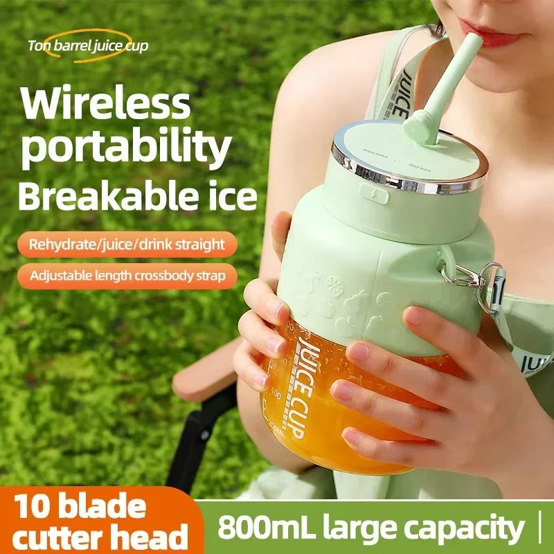 Electric juicer wireless portable electric 800ml sports cup large capacity stainless steel blade milkshake machine fresh juicer