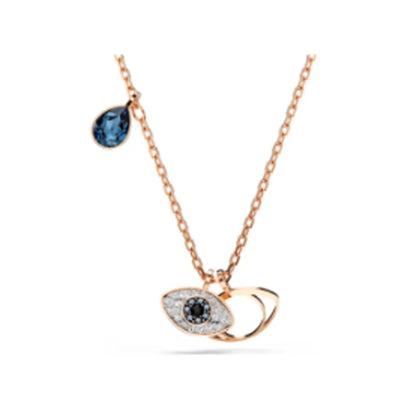 New shoe style inlaid mixed crystal interlocking rose gold pearl romantic heart-shaped necklace