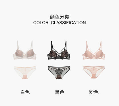 French Inspired Minimizer Bra Plus Size, Anti Sagging Lace Bralette, Sheer Sexy Tuhsy Lingerie Set Wireless Comfort Fall Winter
