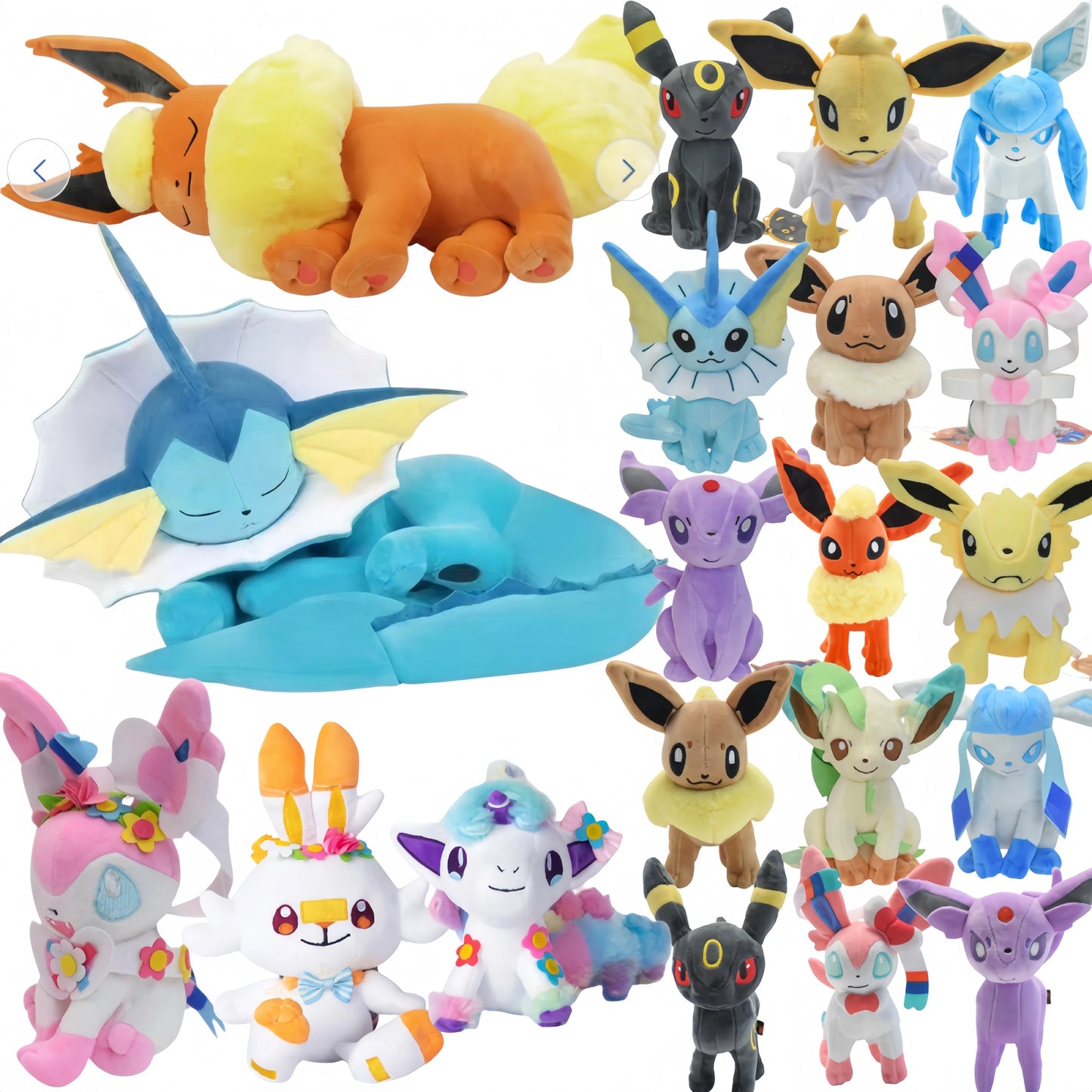 Whole set for sale Flareon Vaporeon Stuffed Doll Pokemon Umbreon Glaceon Leafeon Sylveon Scorbunny Ponyta Eevee Collection Plush