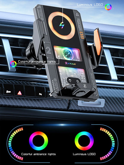 Car Smart Sensing Automatic Clamping Mounts For Samsung iPhone Xiaomi Phone Holder Wireless Charger Mounts 15W/66W Fast Charging