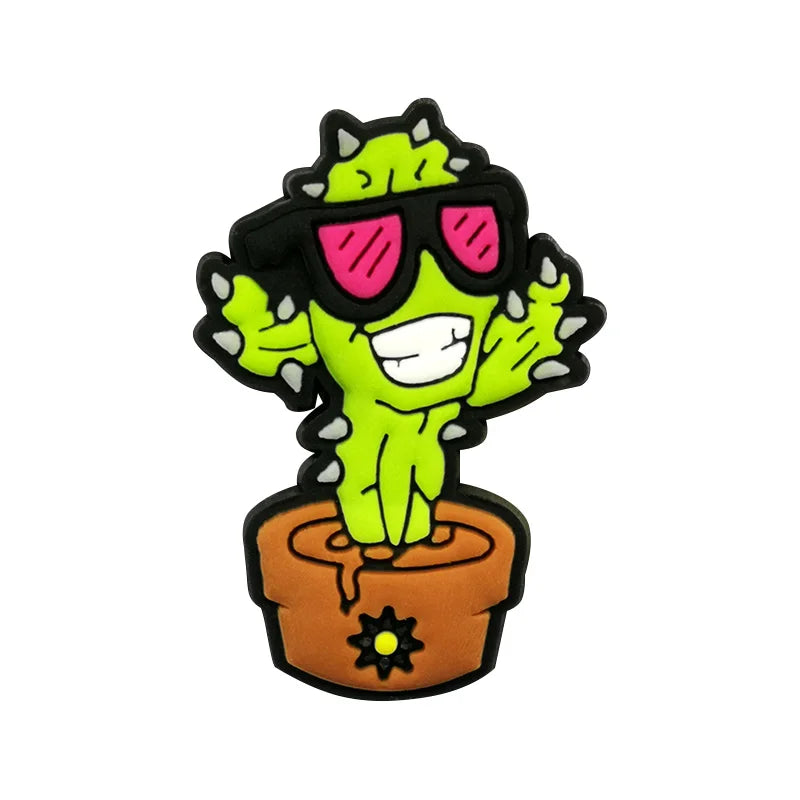 1/25PCS Retro & Fun Theme Shoe Charms Set DIY Decorative Pins Avocado Cat Cactus Clogs Accessories Fashion Women Men Shoe Buckle