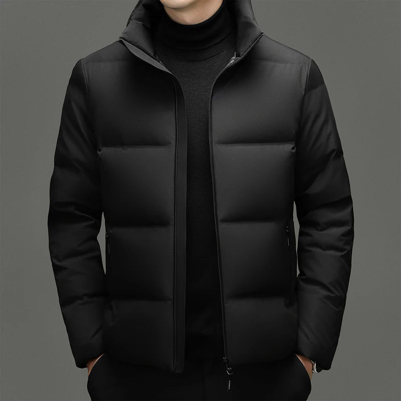 Real 90% White Duck Down Parka Coat 2025 Winter Men Classic Stand Collar Puffer Jacket Warm Simple Solid Duck Down Zipper Coat