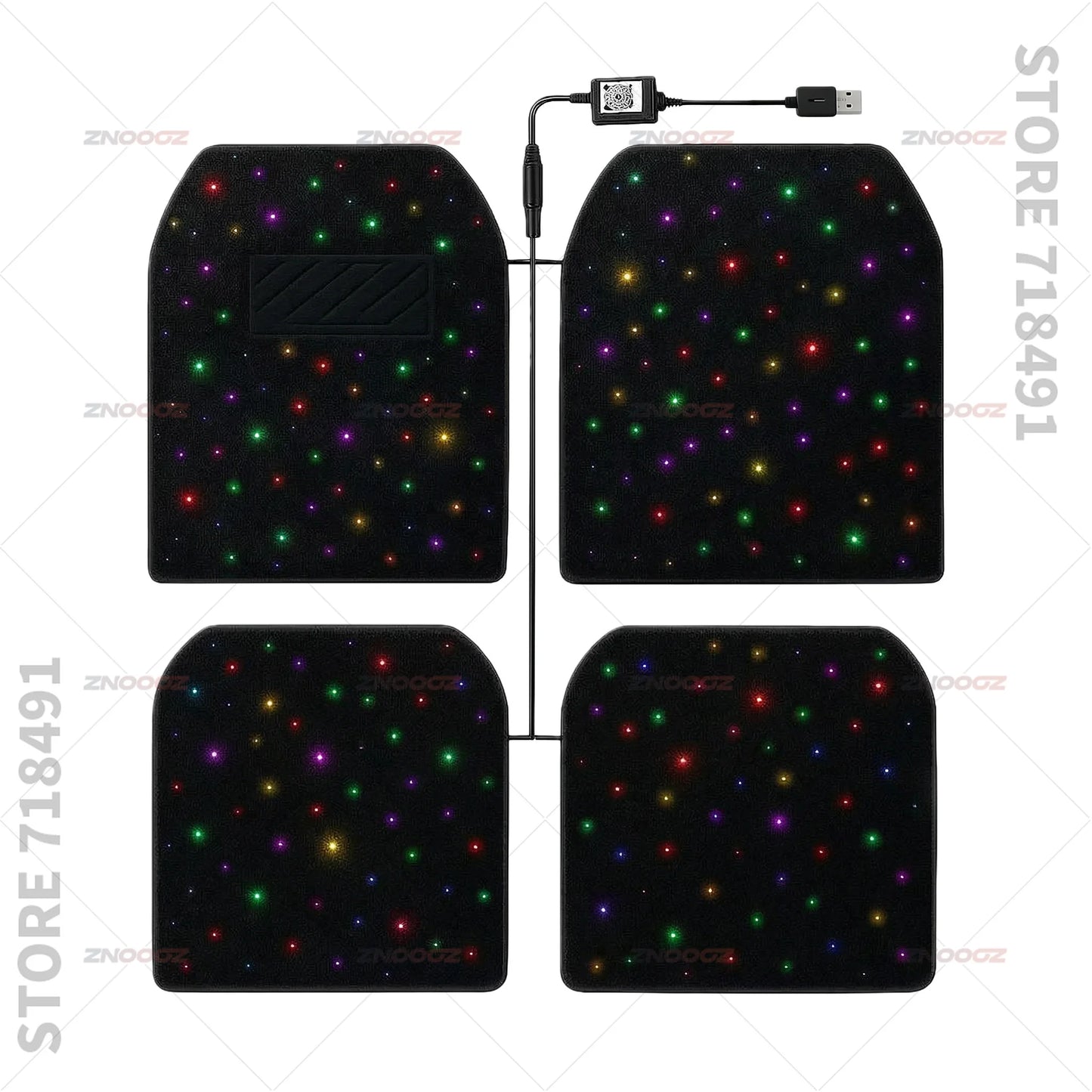 For Ford Super_Duty Expedition F-Series E-Transit Explorer Mustang Transit Ranger USB Car LED Starry Sky Foot Mat DIY Can Be Cut