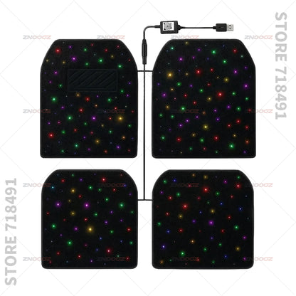 For Ford Super_Duty Expedition F-Series E-Transit Explorer Mustang Transit Ranger USB Car LED Starry Sky Foot Mat DIY Can Be Cut