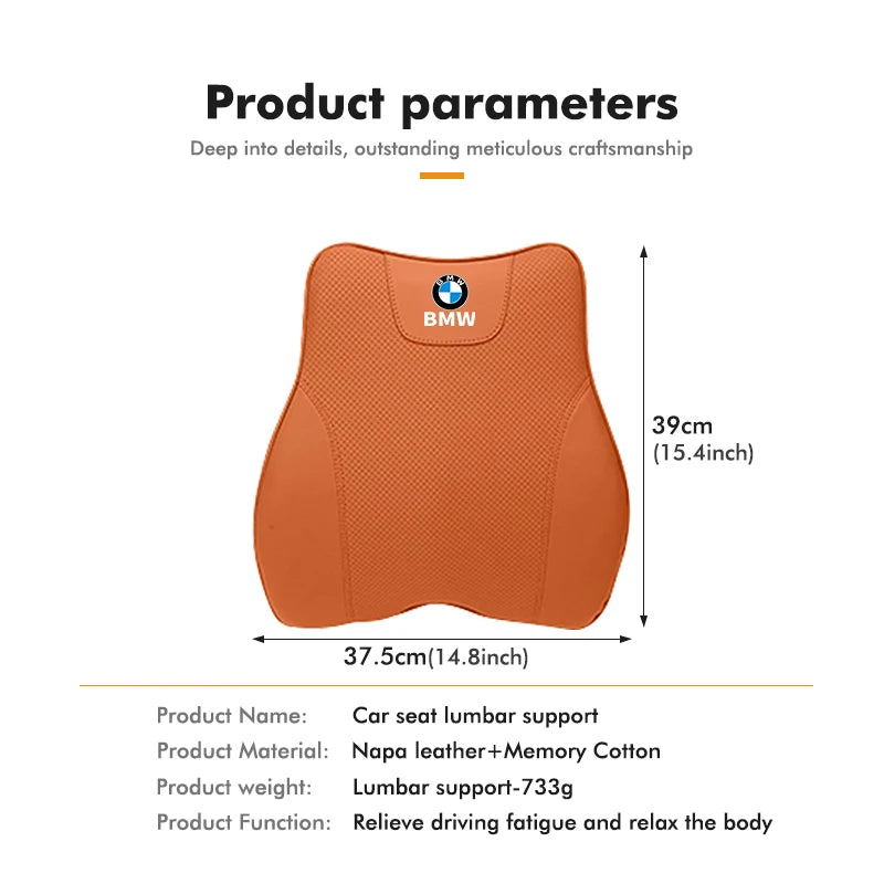 Car Headrest Lumbar Support Pad Seat Back Pillow Auto Interior Accessories For BMW E87 E70 E91 E30 G20 E92 E93 E60 E46 E90 G30