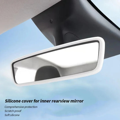 Silicone Rear View Mirror Protector Frame for Tesla Model 3 Y S X Center Console Accessories Interior Rearview Cover Rubber Case