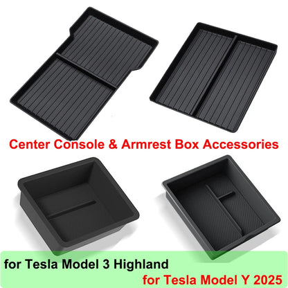 for Tesla Model Y YL Juniper 2025 Center Console Storage Tray Armrest Box Organizer Box Tesla Model 3 Highland 2024 Accessories