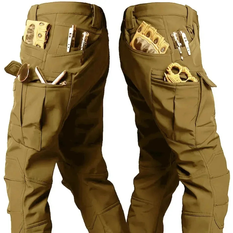 Autumn and Winter Tactical Camouflage Pants Men's Shark Skin Soft Shell Work Pants Outdoor Multi Pocket Windproof Combat Pants