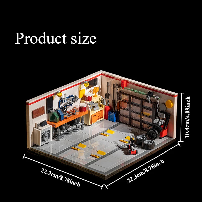 532PCS MOC City Speed Race Car Retro Garage Scene Building Blocks Car Repair Workshop with Lifting Platform DIY Toy Holiday Gift