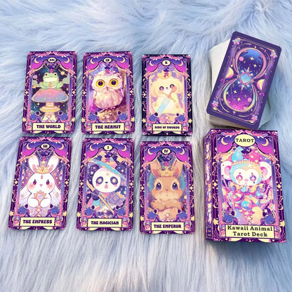 Kawaii Animal Tarot Cards Set, 78 Cards, 13x8 Cm, Includes Paper Instructions, Perfect for Beginners
