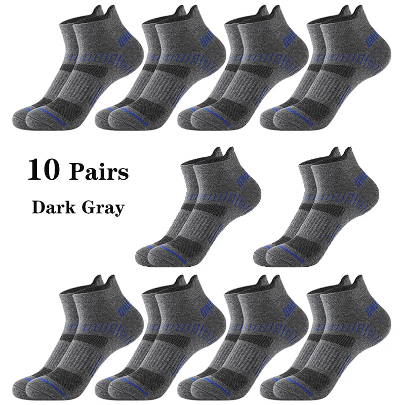 10 Pairs Running Ankle Socks Men Cotton Breathable Soft Short Socks Casual Black White Athletic Fitness Sport Socks