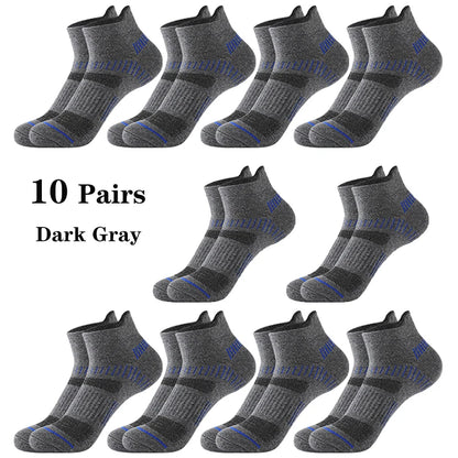 10 Pairs Running Ankle Socks Men Cotton Breathable Soft Short Socks Casual Black White Athletic Fitness Sport Socks