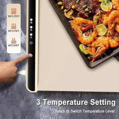 Foldable Food Warmer Electric Warming Tray Food Warming Mat Electric Warming Pad for Food Portable Silicone Foods Warmer Plate