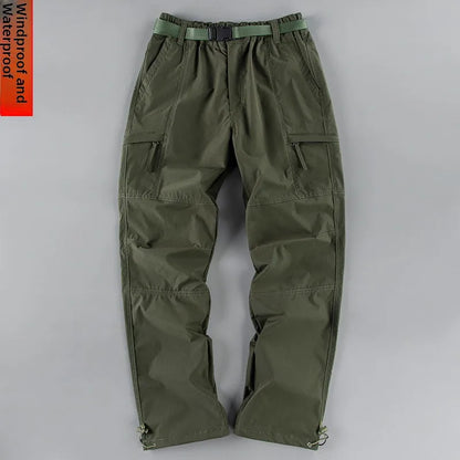 Men's Winter Thick Outdoor Workwear Trousers Waterproof Windproof Warm Cotton Straight Leg Mountain Climbing Pants High Waist...