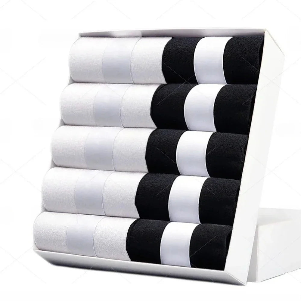 5 10 Pairs Men Socks Cotton Blend Black Business Casual Soft Breathable for  Spring Summer Autumn Winter Size 6-13