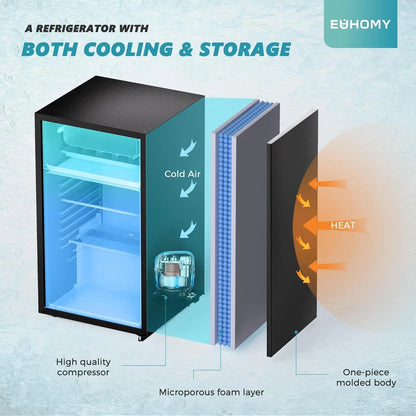 3.2 Cu.Ft Mini Fridge with Freezer, Single Door Compact Refrigerator, Adjustable Thermostat, Mini