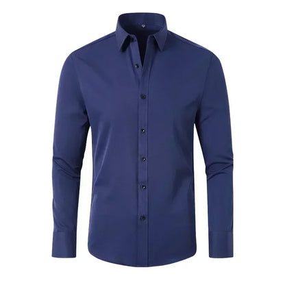 Non-iron, four-way stretch men's long sleeve shirt, silky foreign trade, cross-border amazon, euro men's tops, shirts