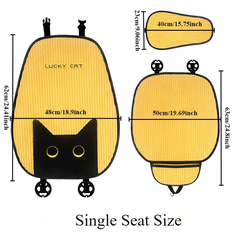 Lucky Kitten car seat covers, Corduroy Seat Cushion with Storage Bag Suitable for More Than 95% Car Models Trucks, Sedans SUVs