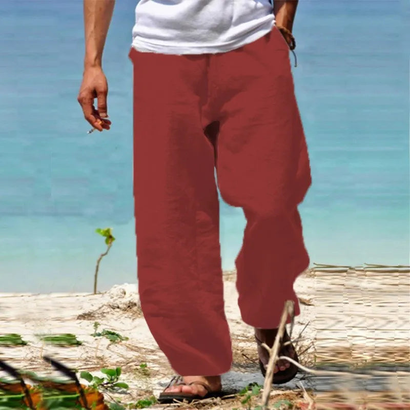 Harem Pants Cotton Linen Yoga Trousers Men Solid Color Sweatpants Joggers Sport Male Casual Gym Man Hiking Baggy Work Pants